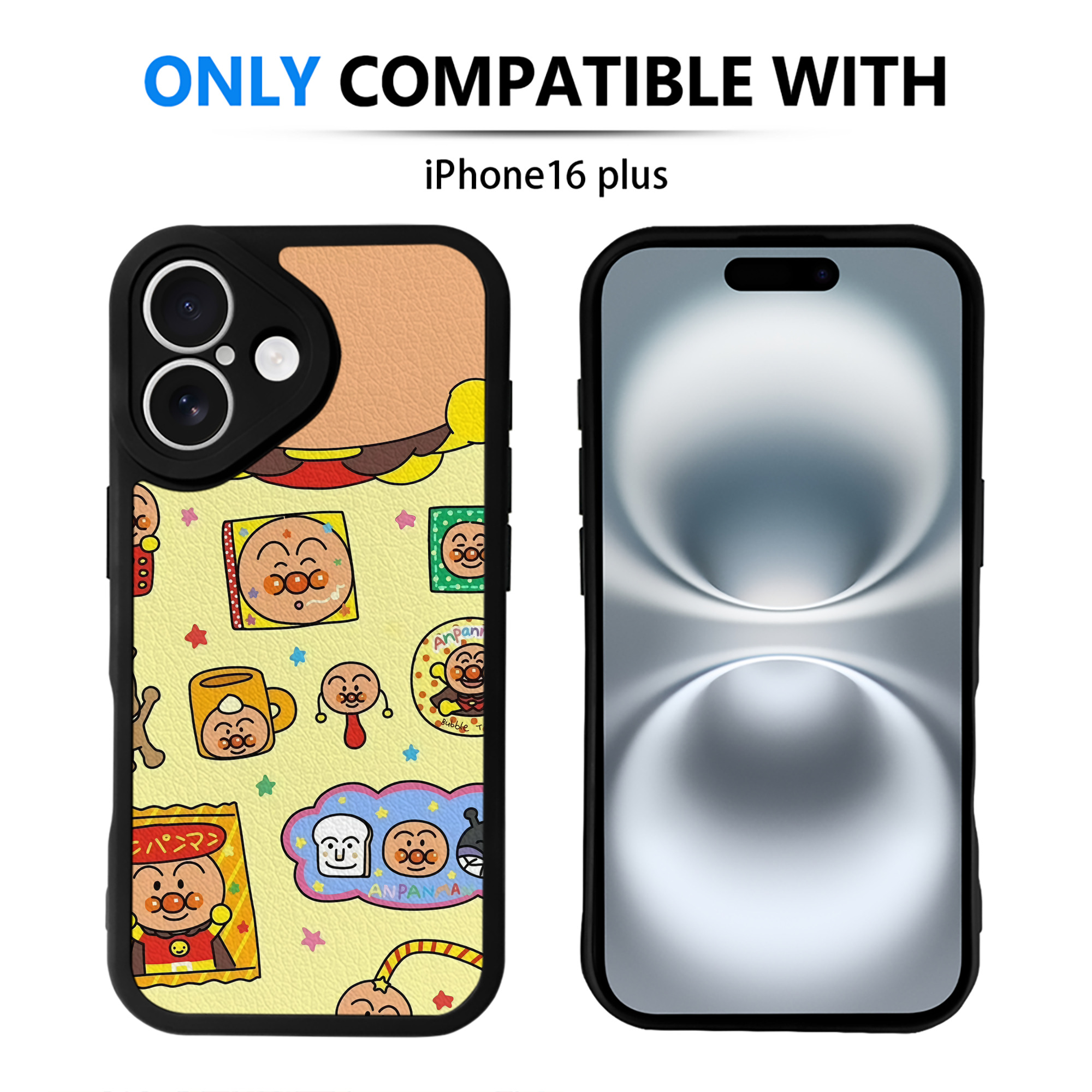 （画像用） アンパンマン Anpanman 【iPhone 16シリーズ対応】シリコンスマホケース（レザー調） 材質：シリコン